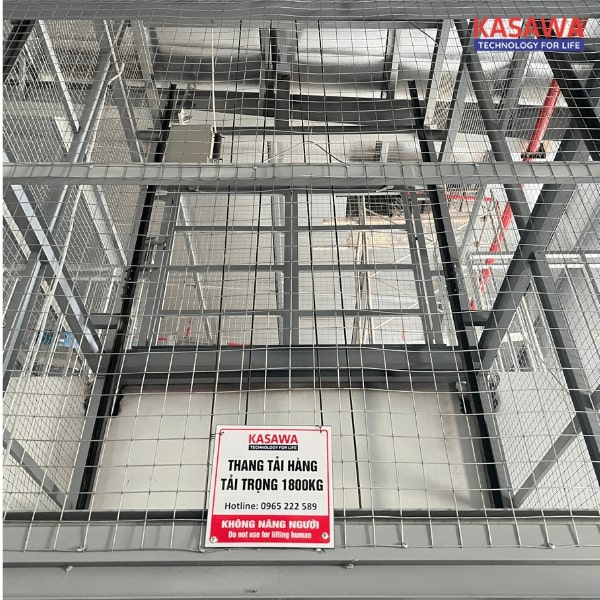 Kasawa thi công lắp đặt thang tời tải hàng 1800kg tại Thái Nguyên