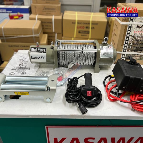 Tời điện 12v 12000lbs Kawasaki tải trọng kéo ngang 5000kg