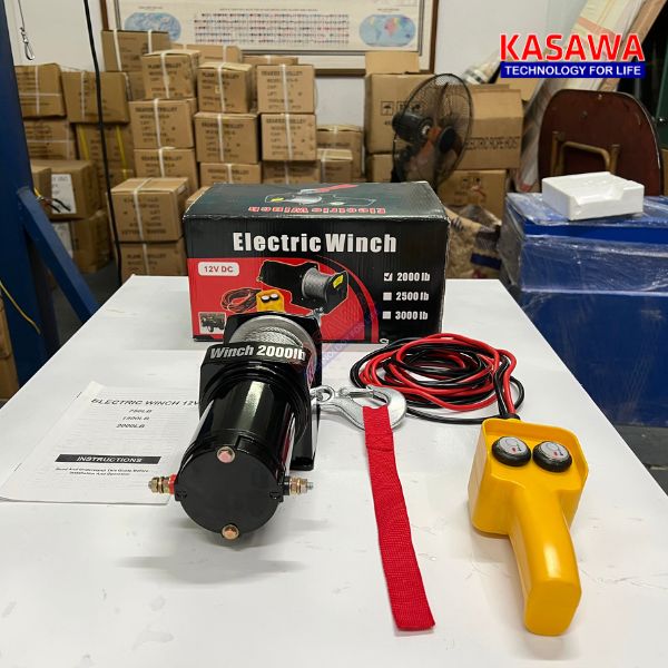 Tời điện 12v 2000lbs Kawasaki tải trọng kéo ngang 850kg