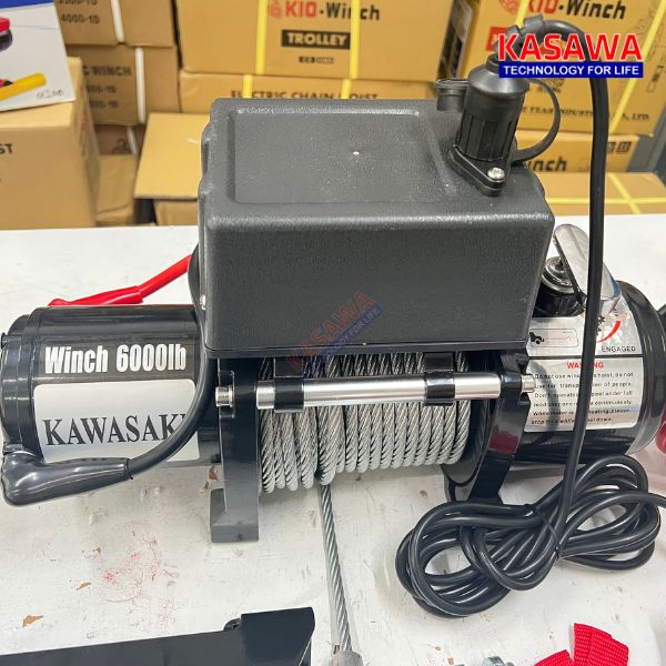 Tời điện 12v 6000lbs Kawasaki tải trọng kéo ngang 2500kg
