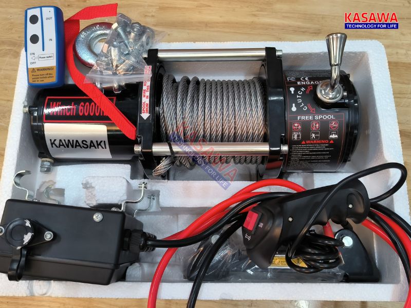 Tời điện 12v KDJ 6000lbs cho sức kéo theo phương ngang đến 2 tấn