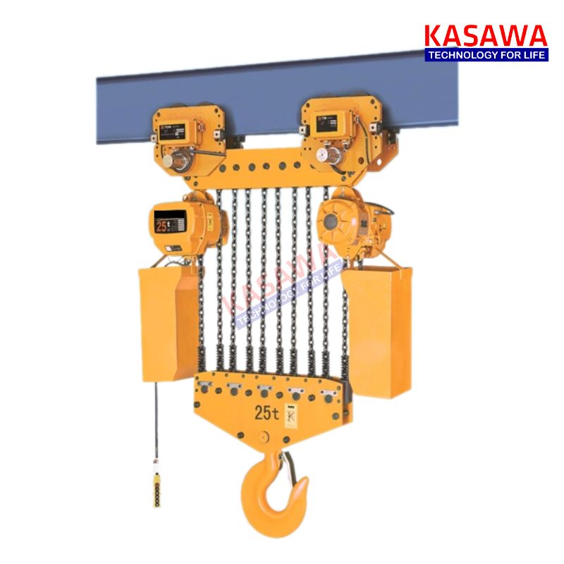 Pa lăng xích điện 25 tấn Kawasaki di chuyển