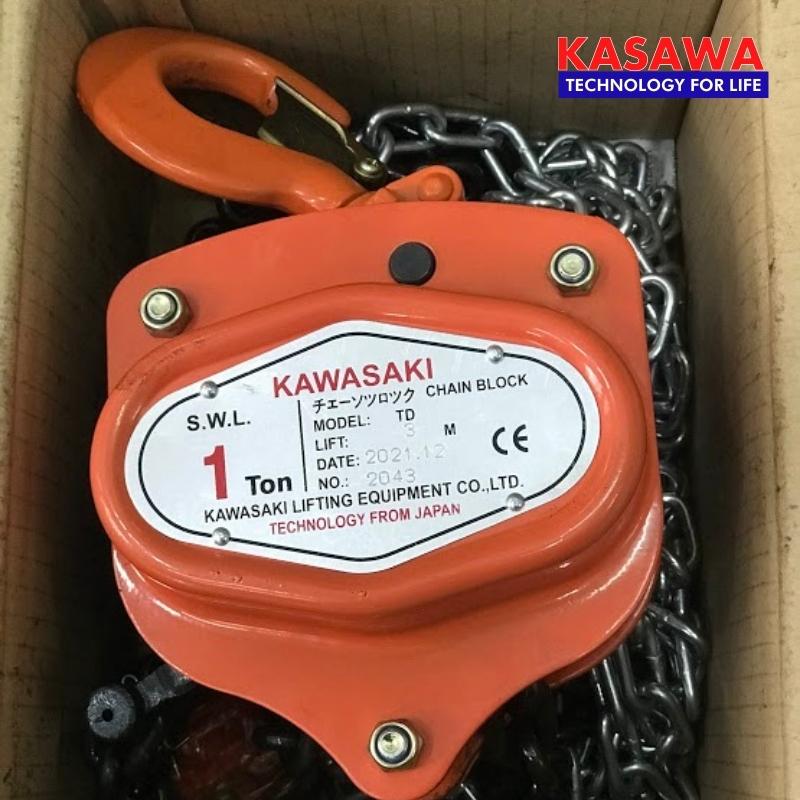 pa lăng xích kéo tay 1 tấn 3 mét kawasaki TD-1