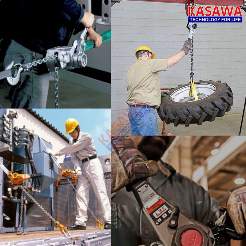 Pa lăng xích lắc tay thường sử dụng trong các công việc sửa chữa, lắp đặt