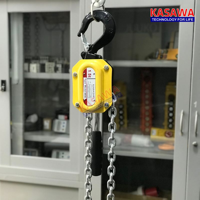 Pa lăng xích lắc tay mini 1.5 tấn Kawasaki