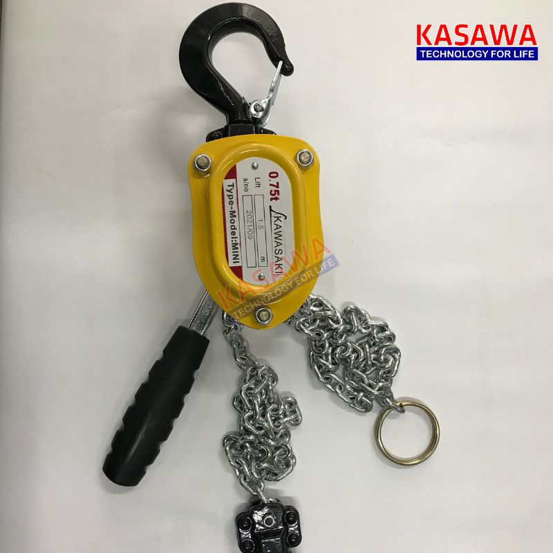Pa lăng xích lắc tay mini 0.75 tấn Kawasaki