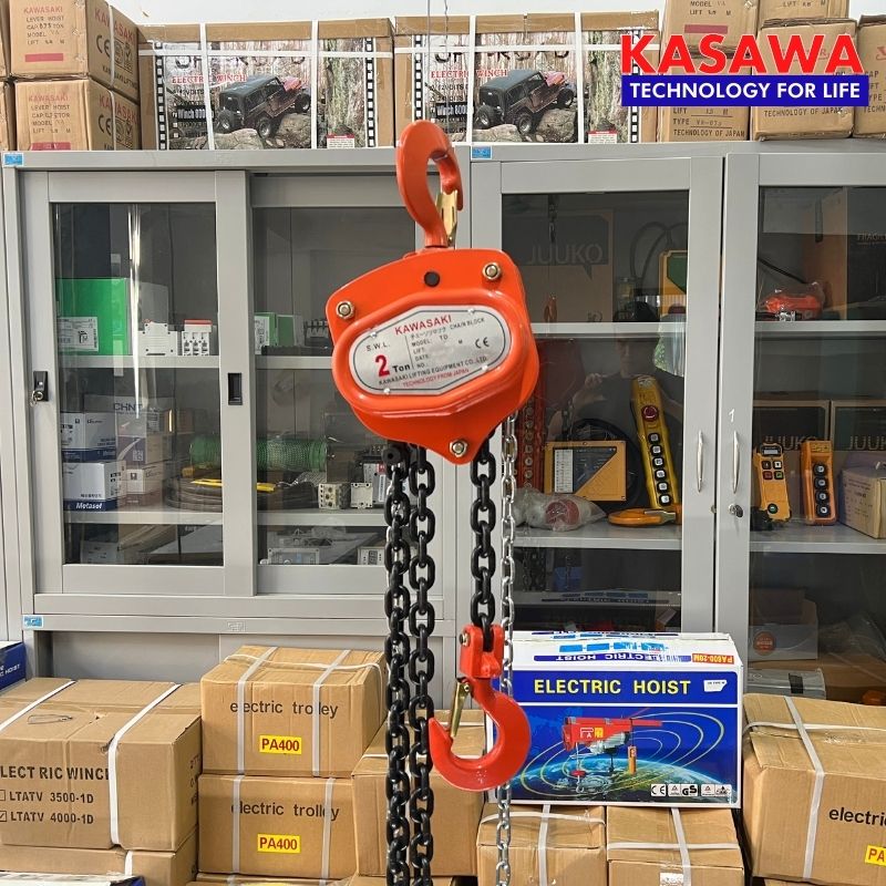 pa lăng xích kéo tay 2 tấn 3 mét kawasaki