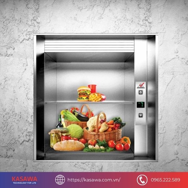Các thông số kích thước của thang tời thực phẩm 100kg