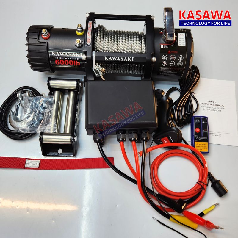 Tời điện 12V 6000Lbs chính hãng Kawasaki